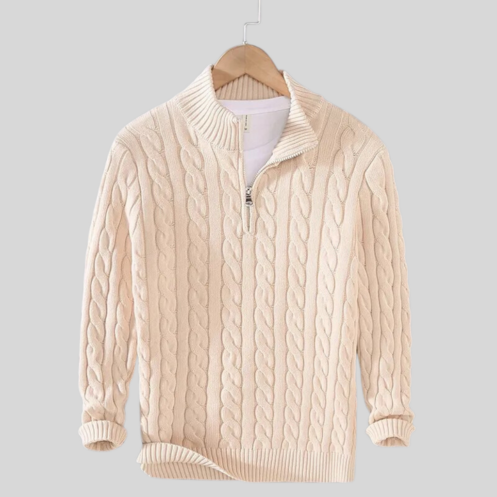 Men's Half Zip Cable Knit Sweater