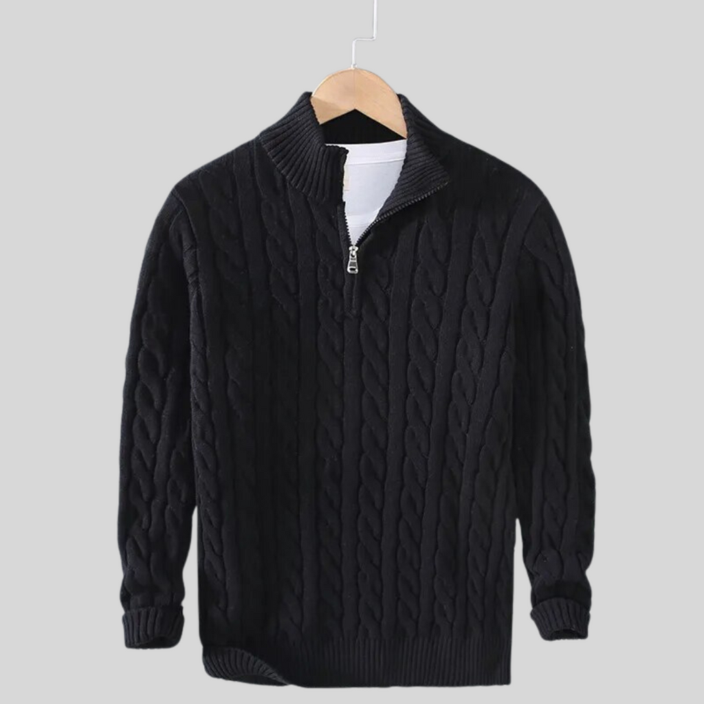 Men's Half Zip Cable Knit Sweater