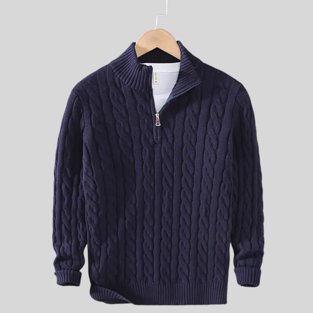 Men's Half Zip Cable Knit Sweater