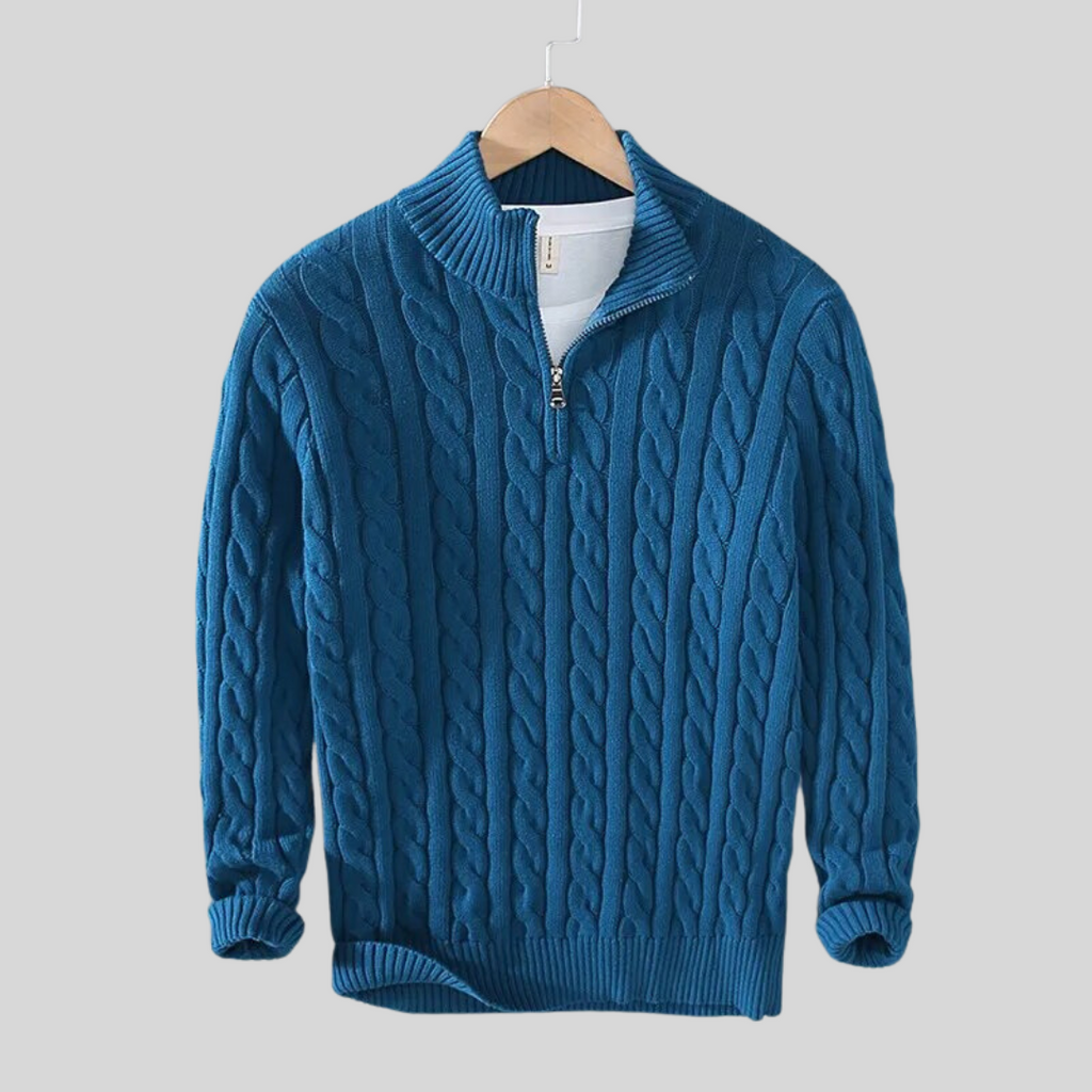 Men's Half Zip Cable Knit Sweater