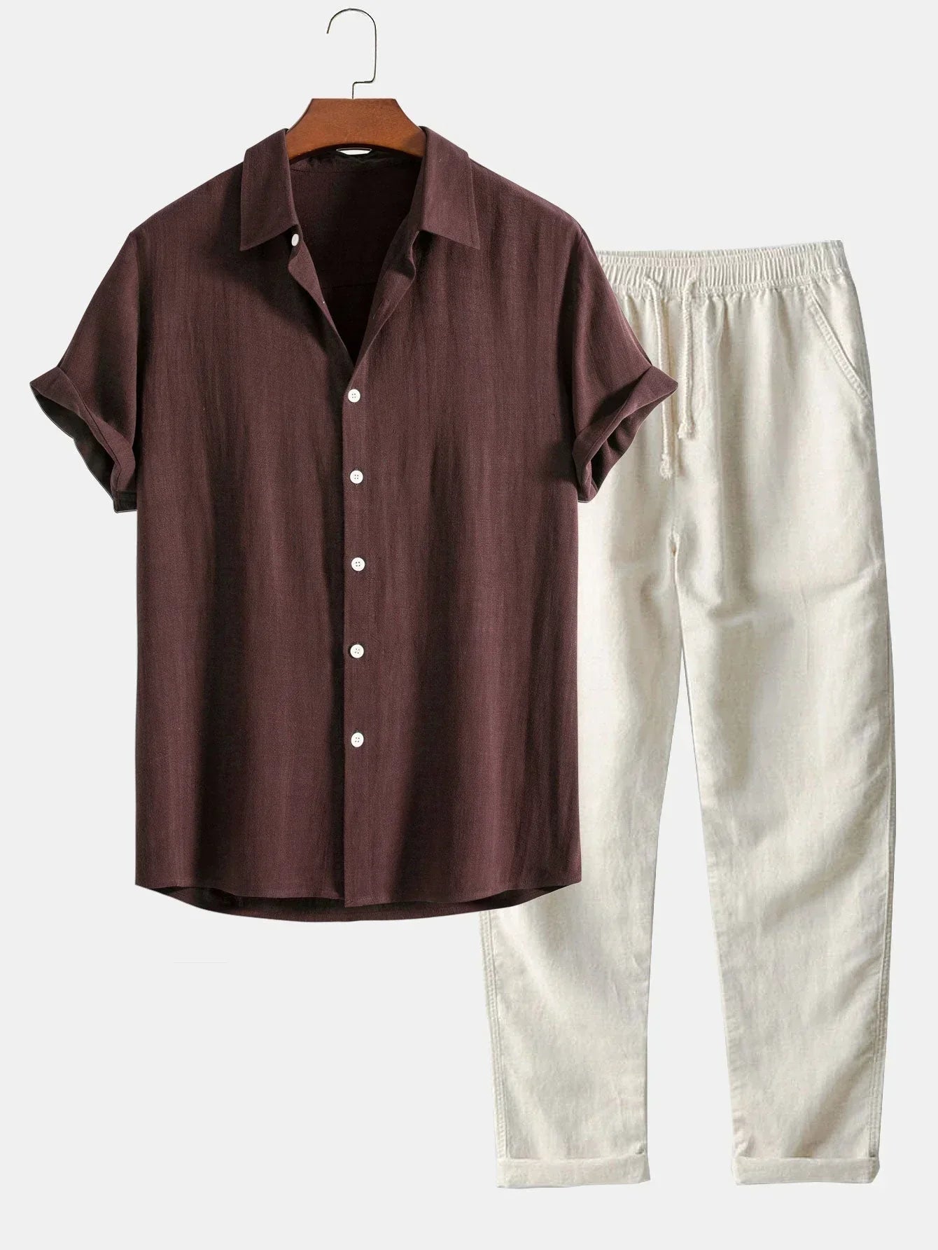 Men's Loose Summer Trousers and Shirt Set