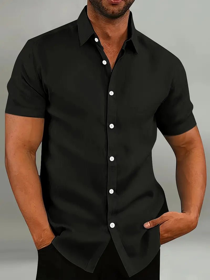 Men's Short-Sleeved Button-Up Shirt for Casual and Semi-Formal Wear