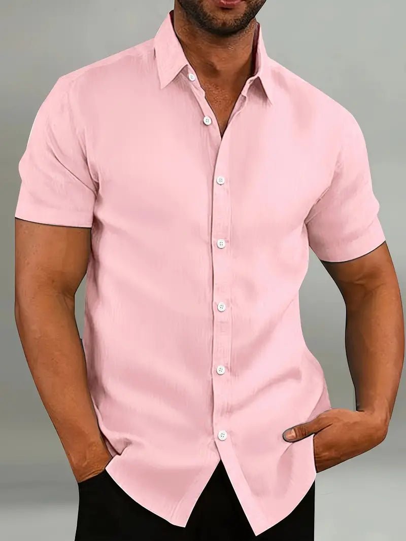 Men's Short-Sleeved Button-Up Shirt for Casual and Semi-Formal Wear