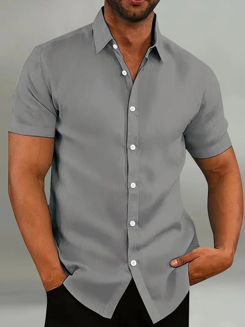 Men's Short-Sleeved Button-Up Shirt for Casual and Semi-Formal Wear