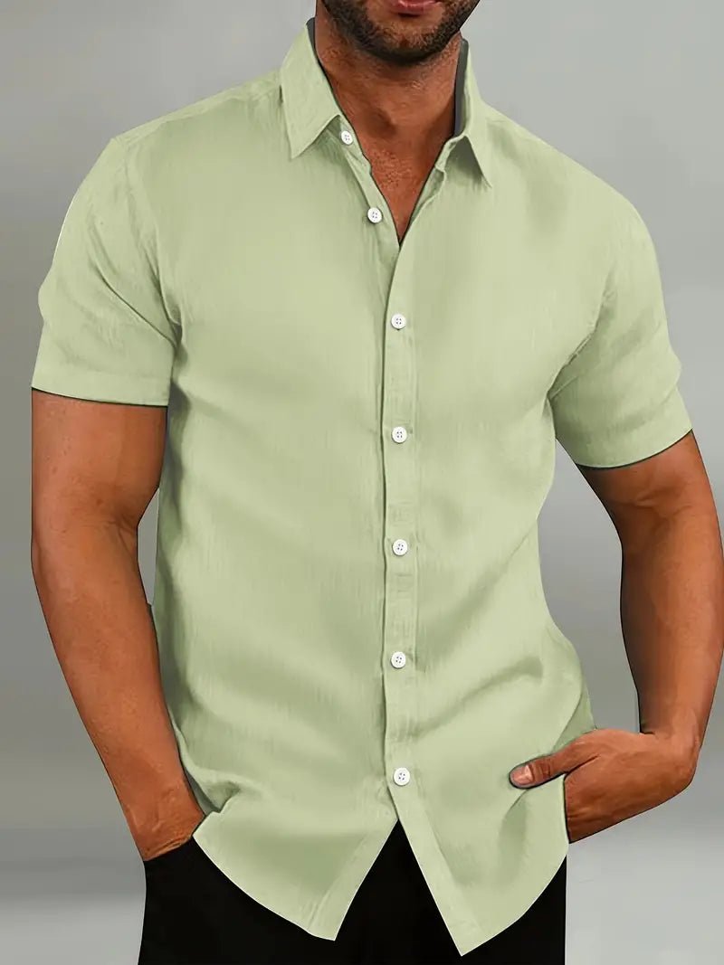 Men's Short-Sleeved Button-Up Shirt for Casual and Semi-Formal Wear