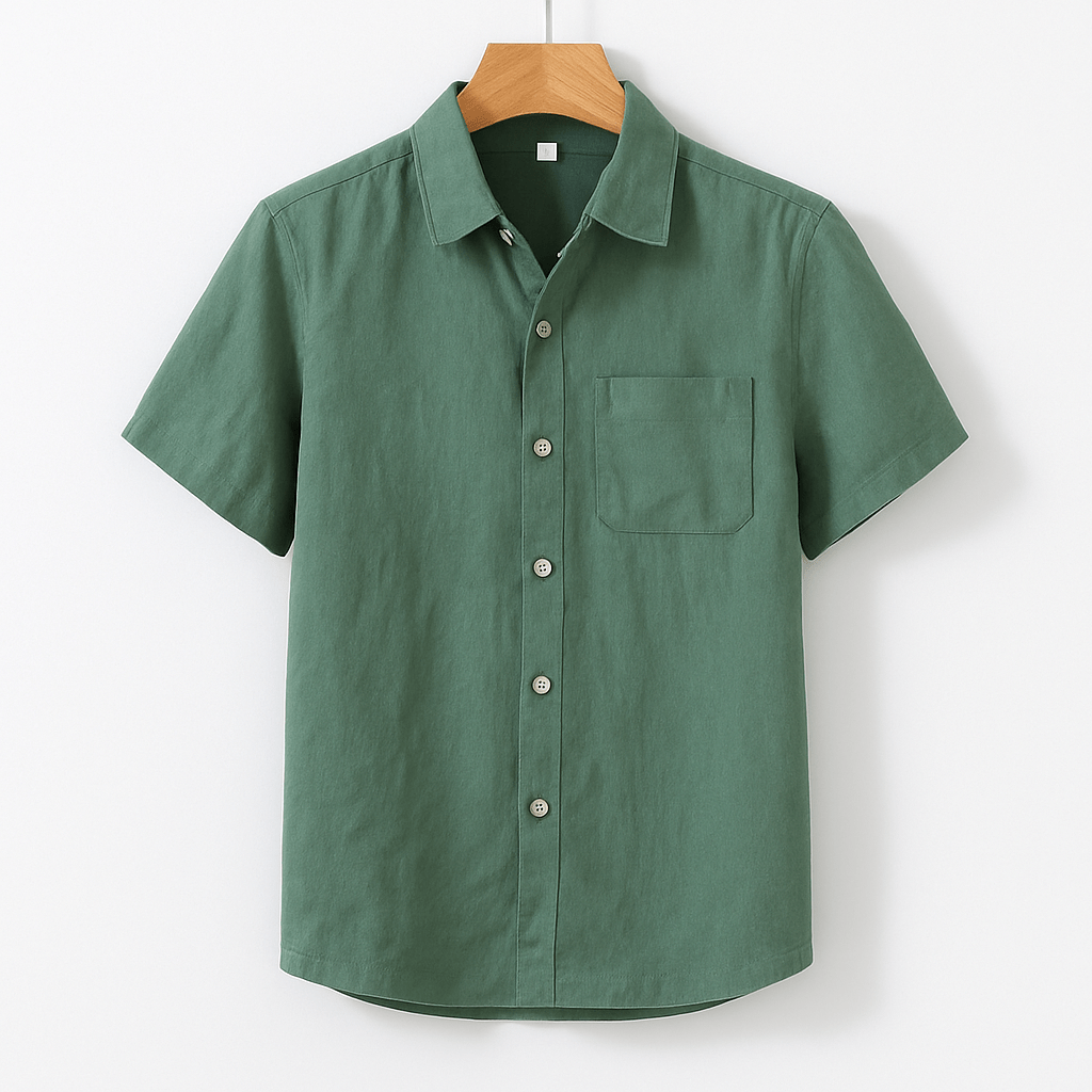Men's Short Sleeve Linen Shirt with Chest Pocket