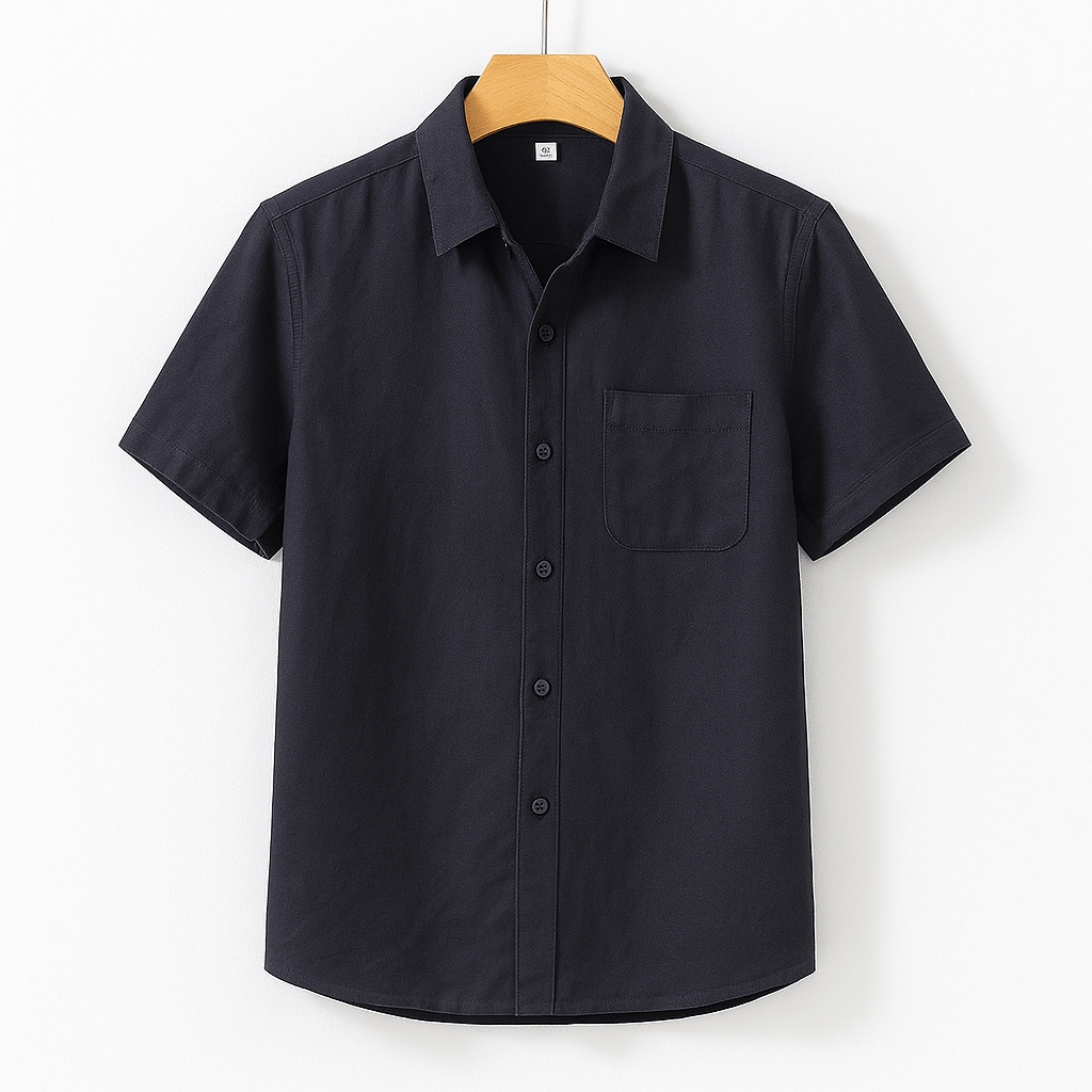 Men's Short Sleeve Linen Shirt with Chest Pocket