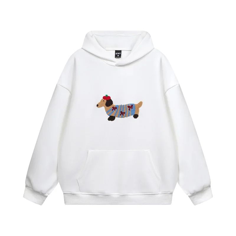 Unisex Oversize Hoodie with Dachshund Embroidery