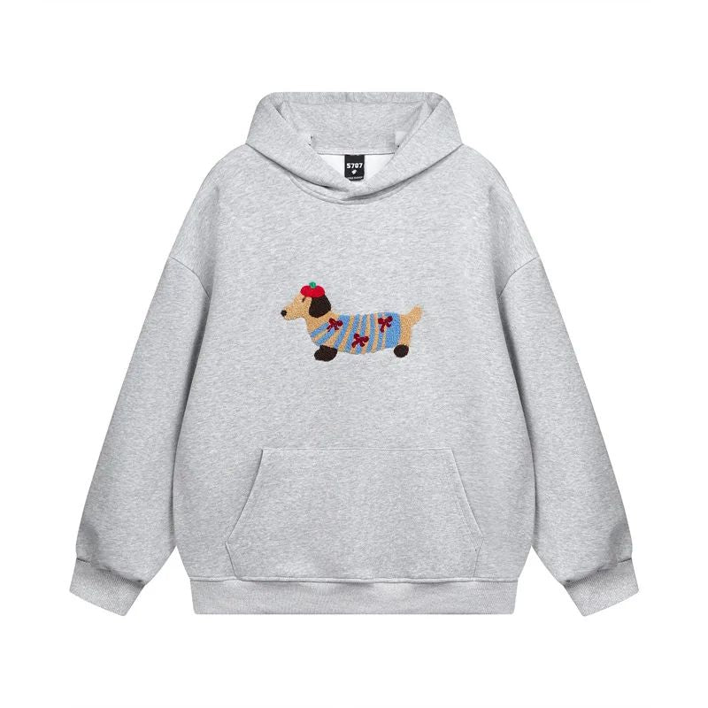 Unisex Oversize Hoodie with Dachshund Embroidery