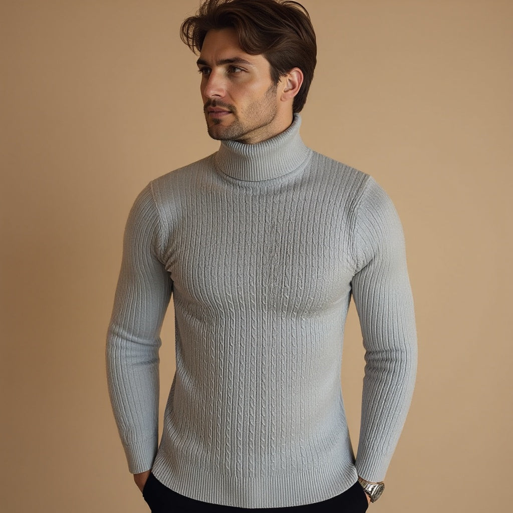 Men's Cable Knit Turtleneck Sweater