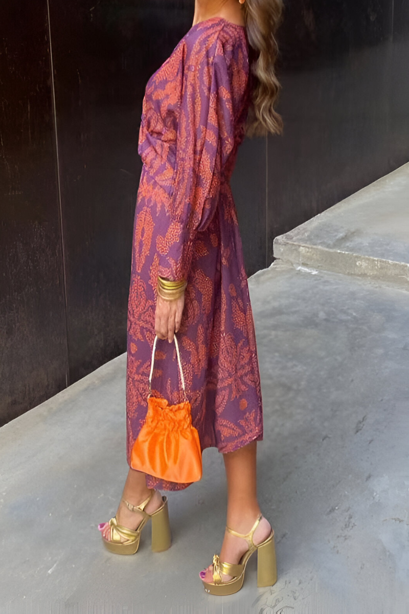 Women's Elegant Midi Dress with Twist Detail