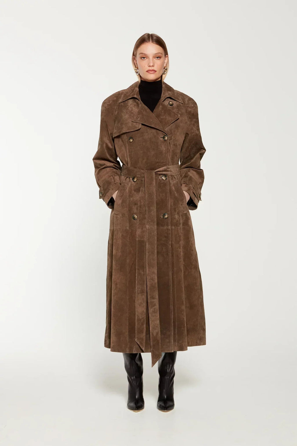Women's Elegant Trench Coat with Waist Belt
