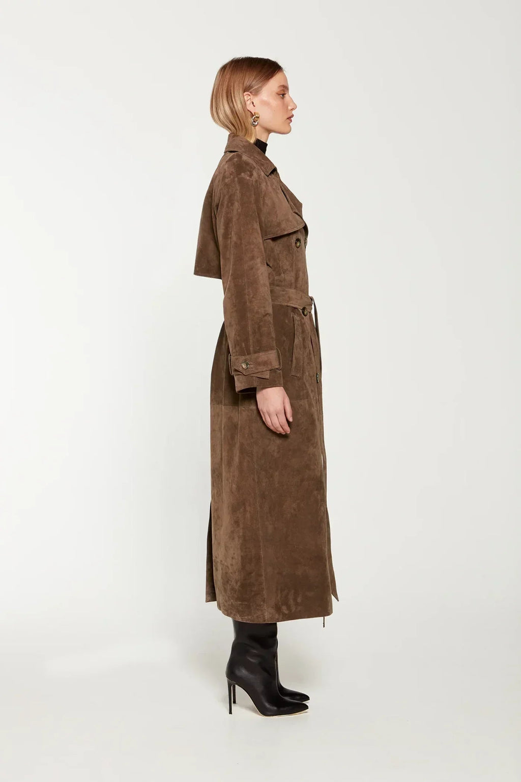 Women's Elegant Trench Coat with Waist Belt