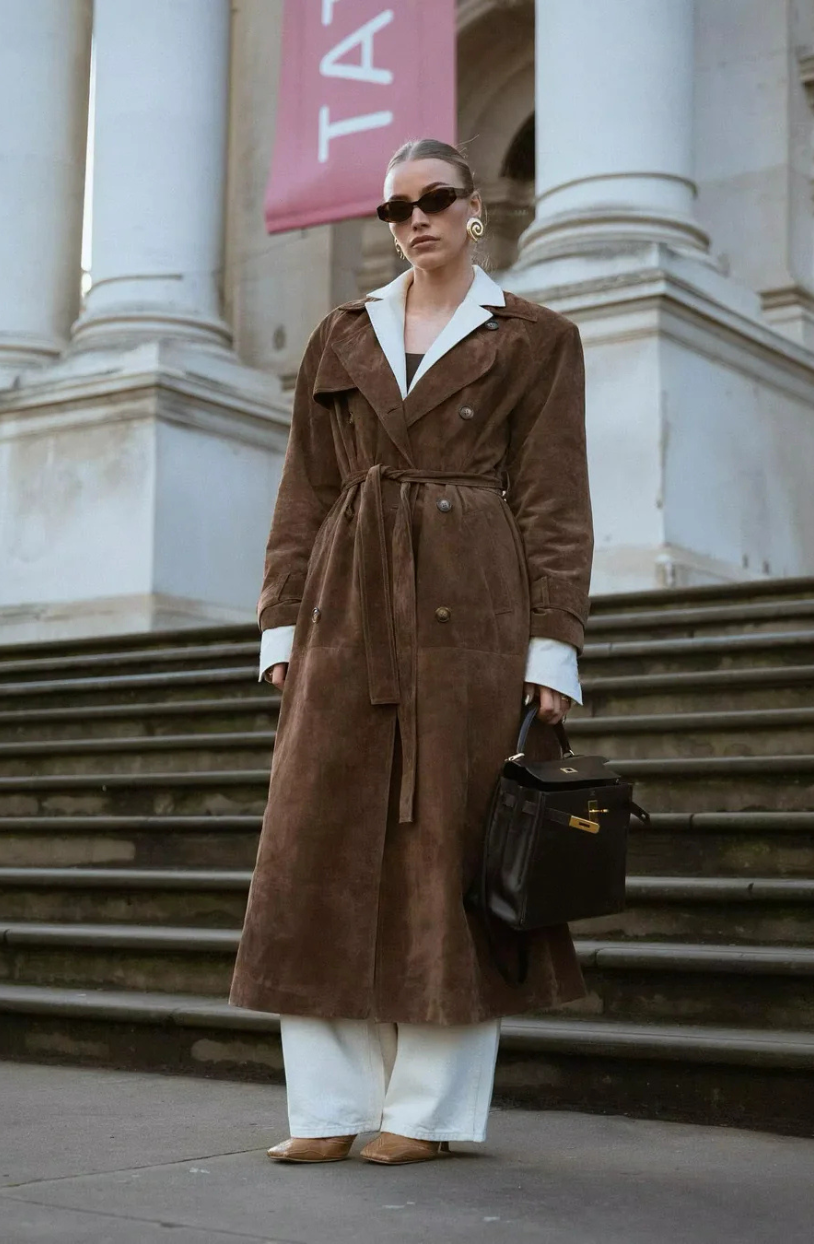Women's Elegant Trench Coat with Waist Belt