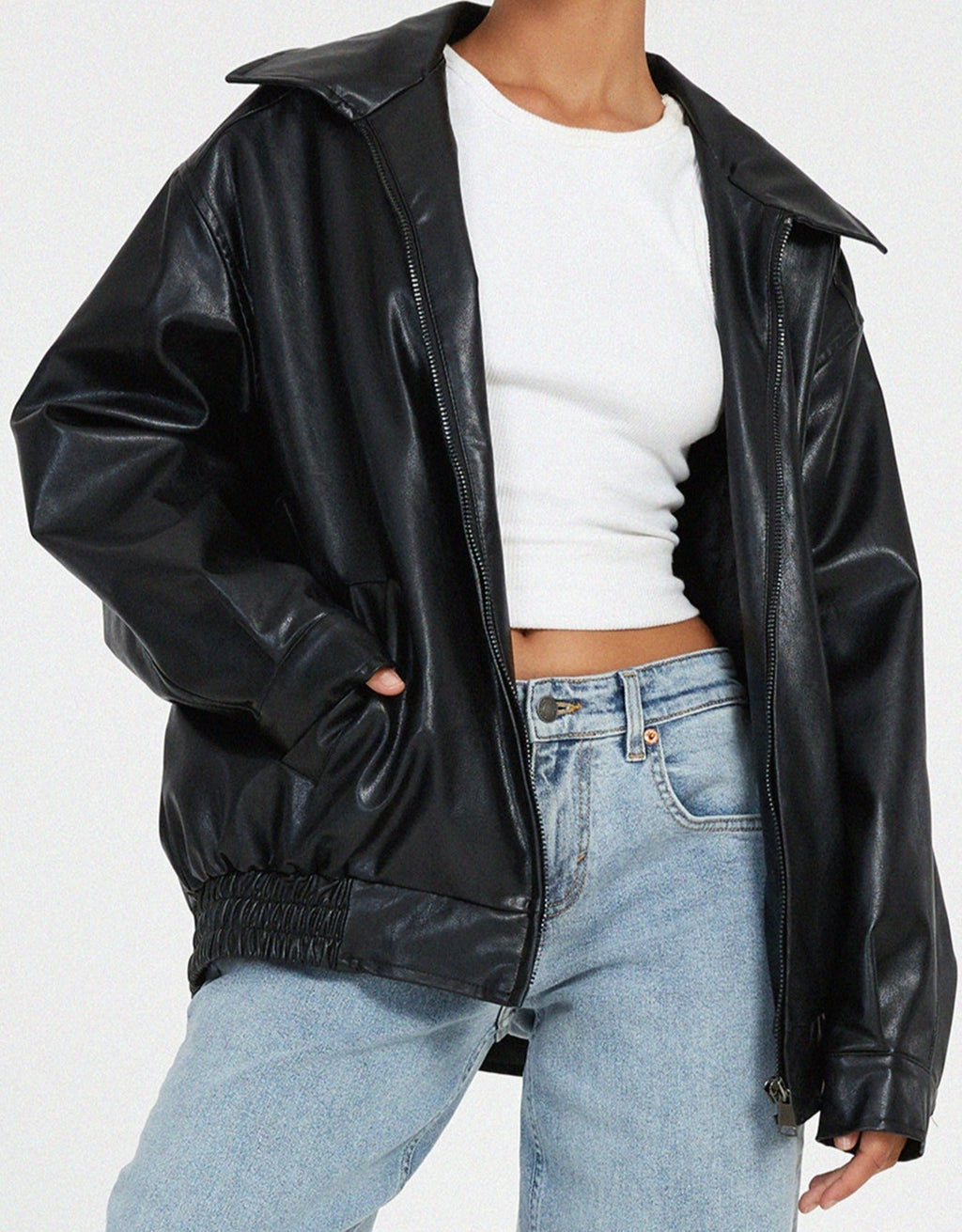 Women's Oversized Leather Jacket