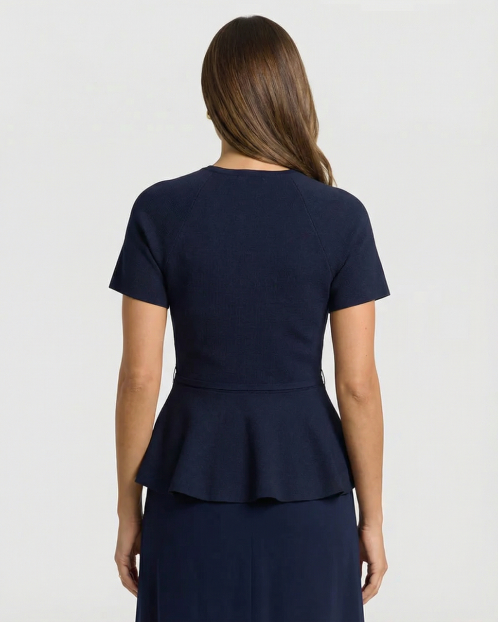 Women's Peplum Top with Belted Waist for Smart Casual Style