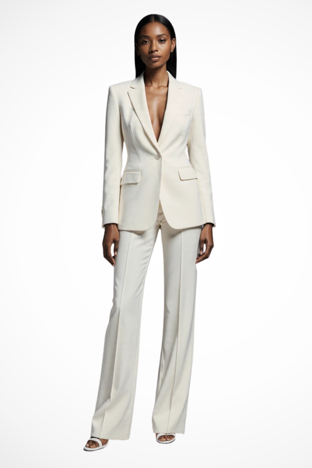 Women's Suit Blazer and Wide Leg Trousers Set