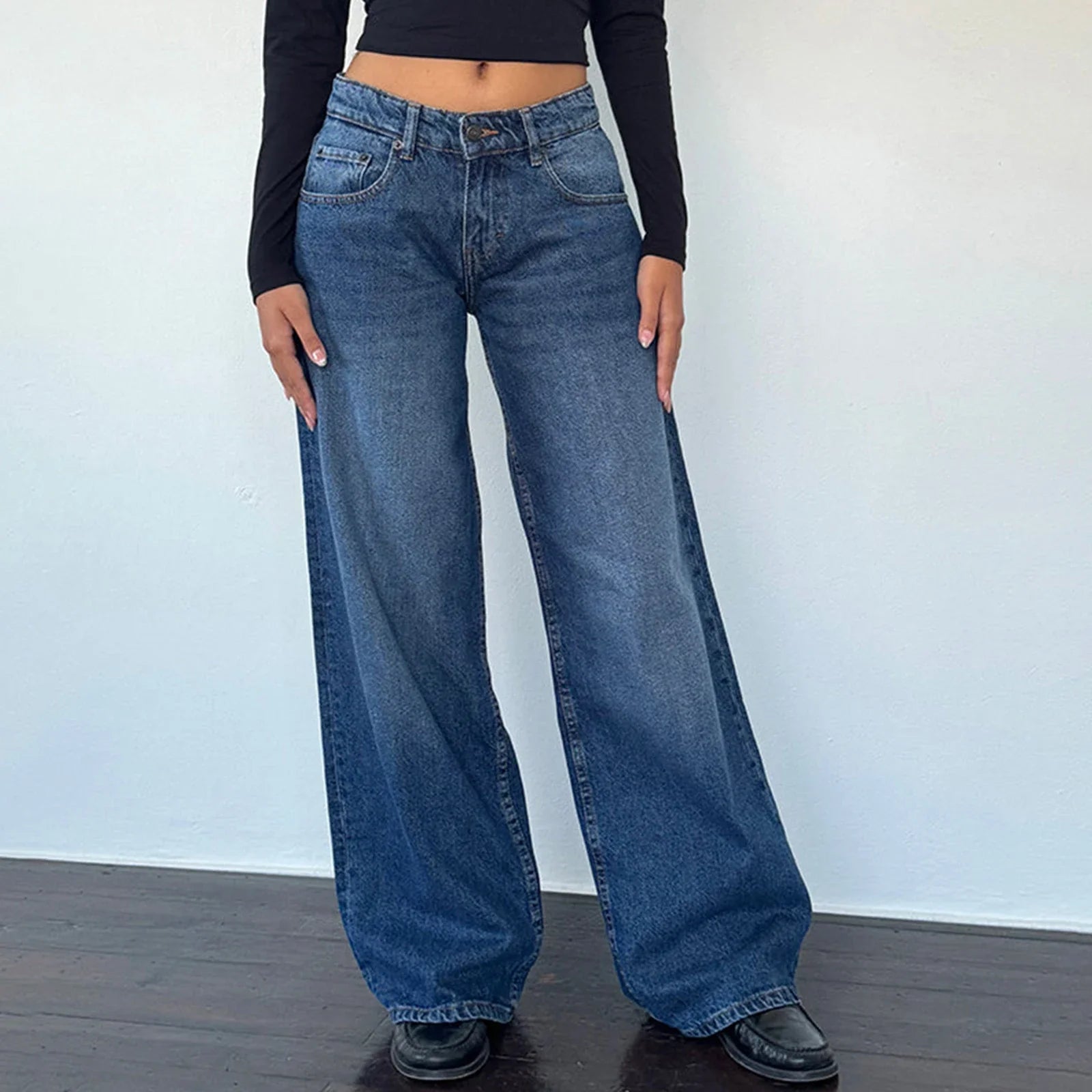 Women's Wide Leg Jeans with Vintage Style