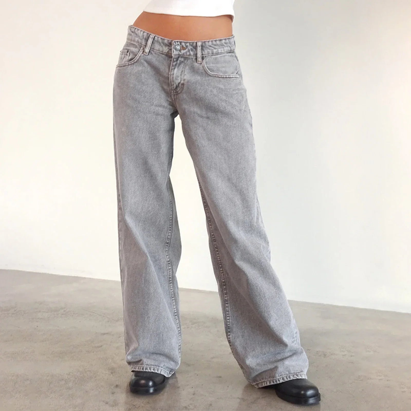 Women's Wide Leg Jeans with Vintage Style